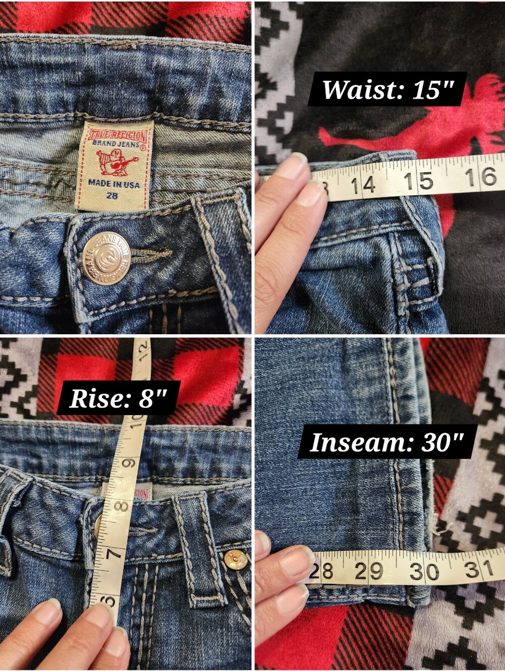 True Religion Y2K Thick Stitch Flap Pocket Bootcut Jeans Medium Wash Size 28 - Picture 11 of 11